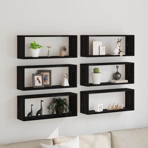 Falipolc 6 db Fekete Tölgy 60x15x23 cm Műanyag