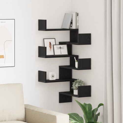 Falipolcok 2 db Fekete Tölgy 40x40x49,5 cm Fűrészelt Fa