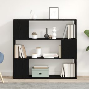 Könyvespolc Fekete Tölgy 100x24x94 cm Műanyag Fa
