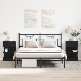 Éjjeli asztal 2 db Fekete Tölgy 40x35x65 cm Mérnöki Fa