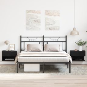 Fali Éjjeli Szekrények (2 db) - Fekete Fából készült