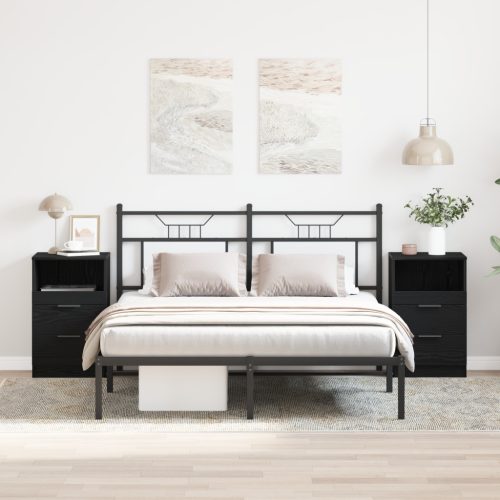 Éjjeli szekrények 2 db Fekete tölgy 40x35x65 cm Mérnöki fa