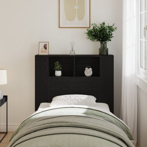 Fejtámla Szekrény Fekete Tölgy 100x19x104,5 cm Rétegelt Fából