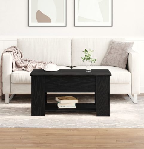 Fekete tölgyfa Kávézóasztal 79x49x41 cm Műszaki fából