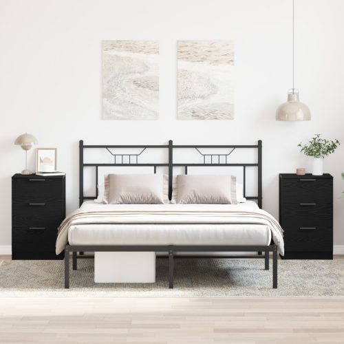 Éjjeli asztalok 2 darab Fekete tölgy 40x65x65 cm Szerelt fából készült