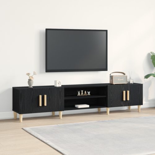 TV Szekrény Fekete Tölgy 180x31,5x40 cm Műgyanta