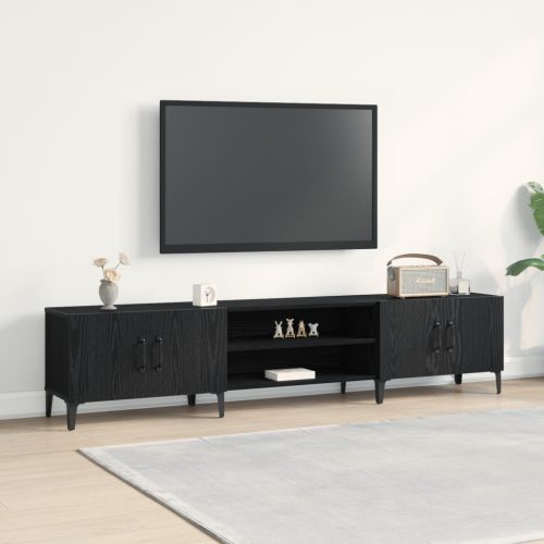 TV Szekrény Fekete Tölgy 180x31,5x40 cm Műanyag Fa