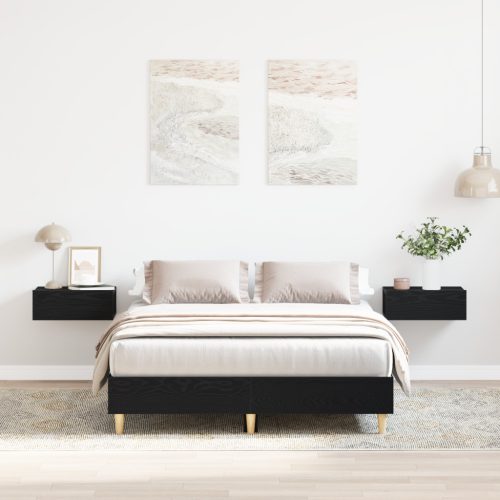 Ágykeret 120x200 cm Fekete Tölgy Műgyanta