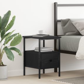 Éjjeli asztal Fekete Kőris 34x36x50 cm Műgyanta és Acél