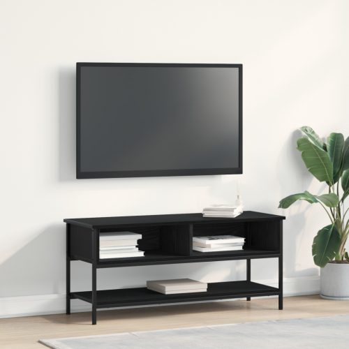 TV szekrény Fekete tölgy 100x35x45 cm Fának készült és acél