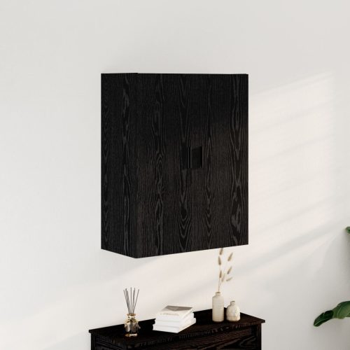 Fali Kábel Szekrény Fekete Tölgy 69,5x34x90 cm Műanyag Fa