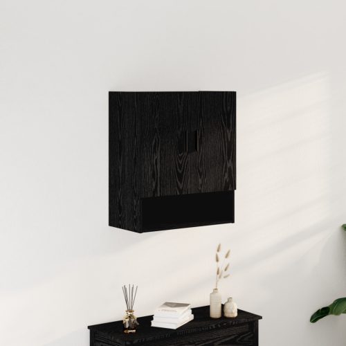 Fali Szekrény Fekete Tölgy 60x31x70 cm Mérnöki Fa