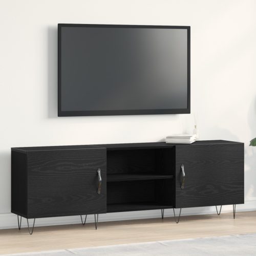 TV Szekrény Fekete Tölgy 150x30x50 cm Műanyag Fa