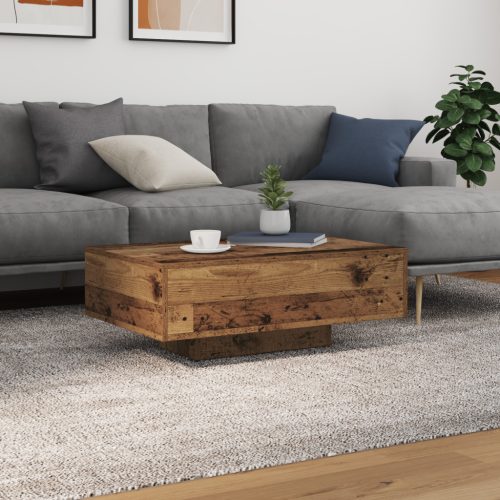 LED világítással ellátott dohányzóasztal régi fa 85x55x31 cm