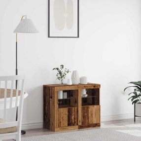 Oldalsó szekrény 2 pcs Régi fa 41 x 37 x 67 cm Faanyag