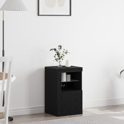 LED világítással ellátott fekete tölgy komód 41x37x67 cm