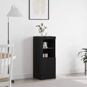   LED világítással rendelkező oldalszekrény fekete tölgy 41x37x100 cm