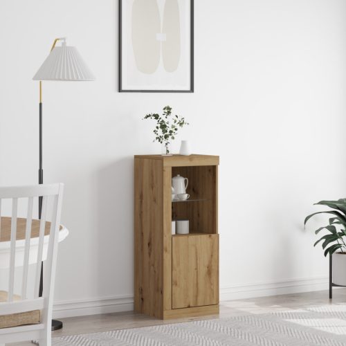 LED világítással ellátott oldalpolc Kézműves tölgy 41x37x100 cm