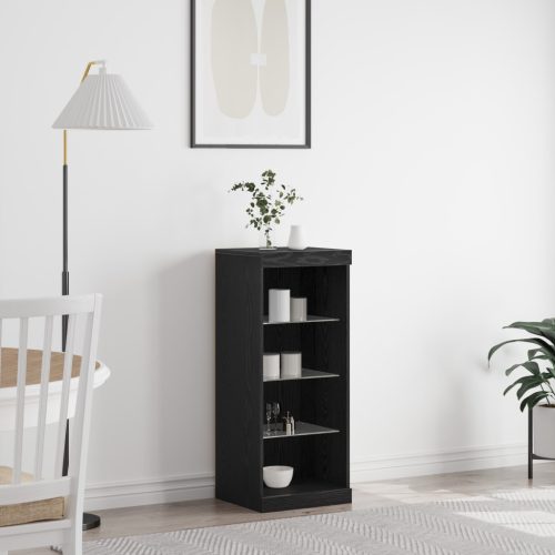 LED világítással rendelkező oldal szekrény Fekete tölgy 41x37x100 cm