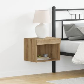   Fali Szekrény LED Világítással 2 db Kézműves Tölgy 40x30x30 cm