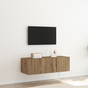   TV faliszekrény LED világítással, Kézműves tölgy 100x35x31 cm