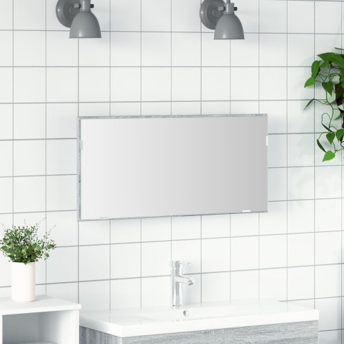 Fürdőszoba Tükörszekrény LED Fénnyel Szürke Sonoma 80x37 cm
