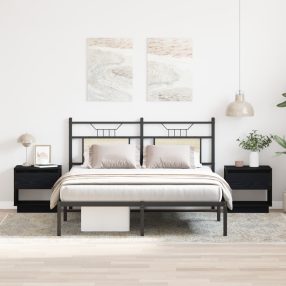 2 db Éjjeli asztal Fekete tölgy 45x34x49 cm Műanyag