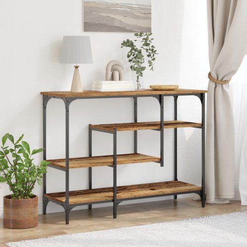 Konzolasztal Régi Fa 100x35x75 cm Mérnöki Fa és Acél