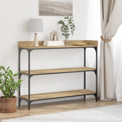 Konzolasztal Kézműves Tölgy 100x30x80 cm Műgyanta és Acél