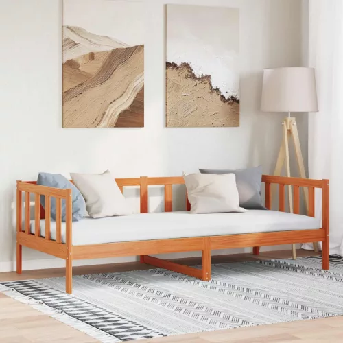 Ágykeret fejtámlával Faggyú barna 90 x 190 cm Tömör fenyőfa