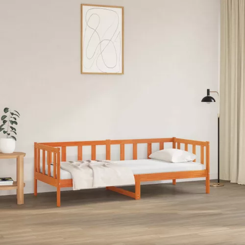 vidaXL Ágykeret fejtámlával Faggyú barna 80 x 200 cm Tömör fenyőfa