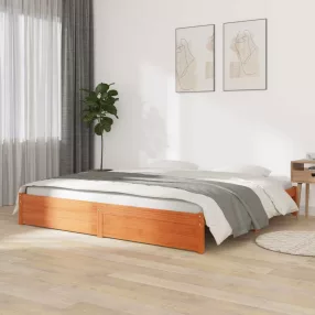 vidaXL Ágykeret Faggyú barna 160 x 200 cm Tömör fenyőfa