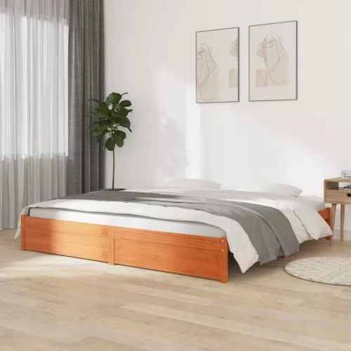 vidaXL Ágykeret Faggyú barna 160 x 200 cm Tömör fenyőfa