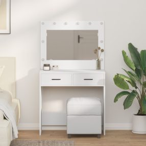 Pipereasztal LED Fényekkel - Fehér, 78.5 x 41 x 135 cm