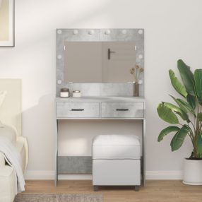   Sminktükör LED világítással Beton szürke 78,5x41x135 cm