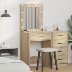 pipereasztal LED világítással Sonoma tölgy 50x41x135 cm