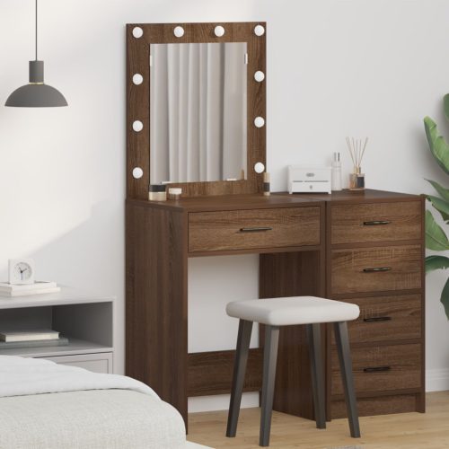 Fésülködőasztal LED világítással Barna tölgy 50x41x135 cm