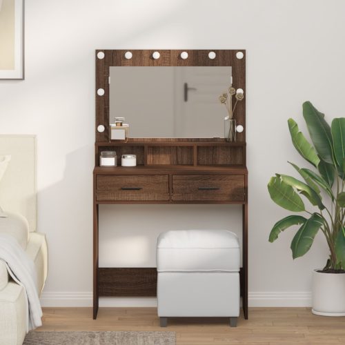 Sminkasztal LED Fényekkel - Barna Tölgy 79x41x135 cm