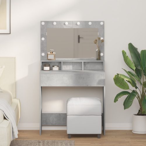 Sminktükör LED Fénnyel Beton Szürke 79x41x135 cm