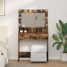   Fodrászóasztal LED fénnyel, füstölt tölgy színben, 79x41x135 cm