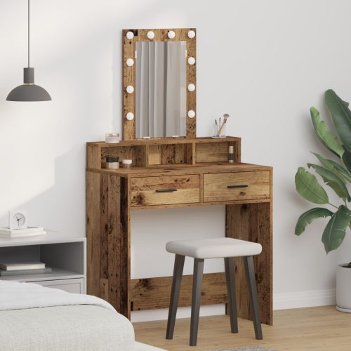 piperasztal LED világítással - Vintage fa stílus, 79x41x140 cm