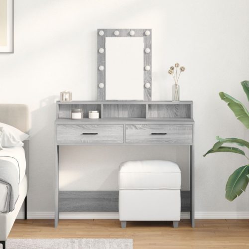 LED világítással ellátott sminktükör Szürke Sonoma 100x41x140 cm