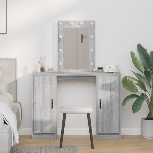 LED-es sminktükör Szürke Sonoma 102x33x135 cm
