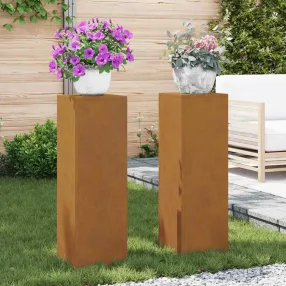   Növényállvány 2 pcs Rozsdás 24 x 24 x 75 cm Időjárásálló acél