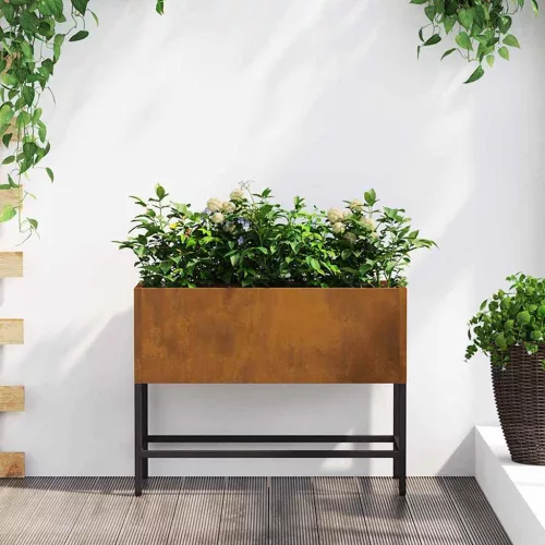Magas Kerti Cserép Rozsdás 60 x 26 x 45 cm Időjárásálló acél