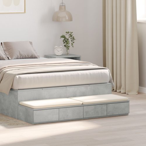 Ágy Fiókok Beton Szürke 120x36.5x16.5 cm Műanyag Fa
