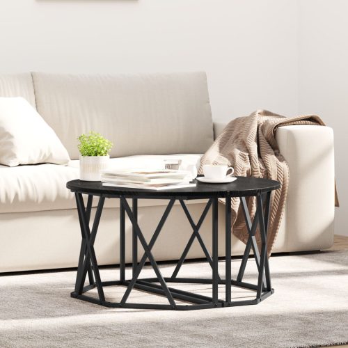 Fekete Oak Kávézóasztal 80x80x42 cm Mérnöki Fa