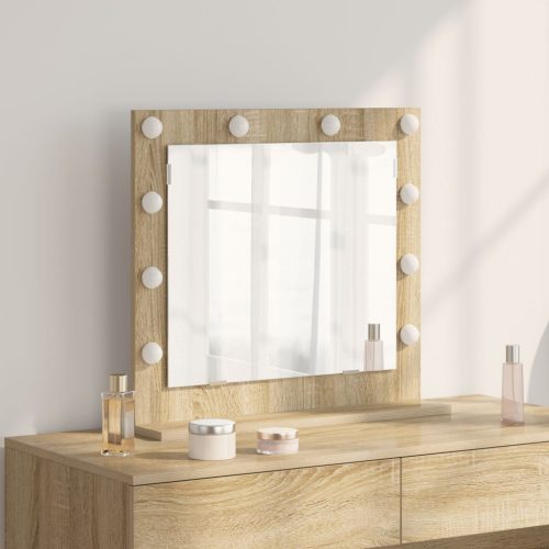 LED világítással rendelkező sminktükör Sonoma tölgy 60x55x18 cm
