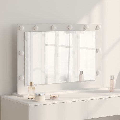 LED világítással ellátott sminktükör fehér 80x55x18 cm