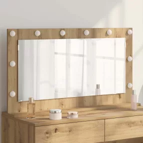   Toalett Tükör LED -es lámpákkal Artisan tölgy 100 x 55 x 18 cm